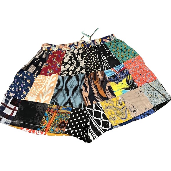 (3) Vintage Aesthetic Patchwork Shorts Festival Wear Hippie Music Bohemian Sz Lg - Picture 5 of 13